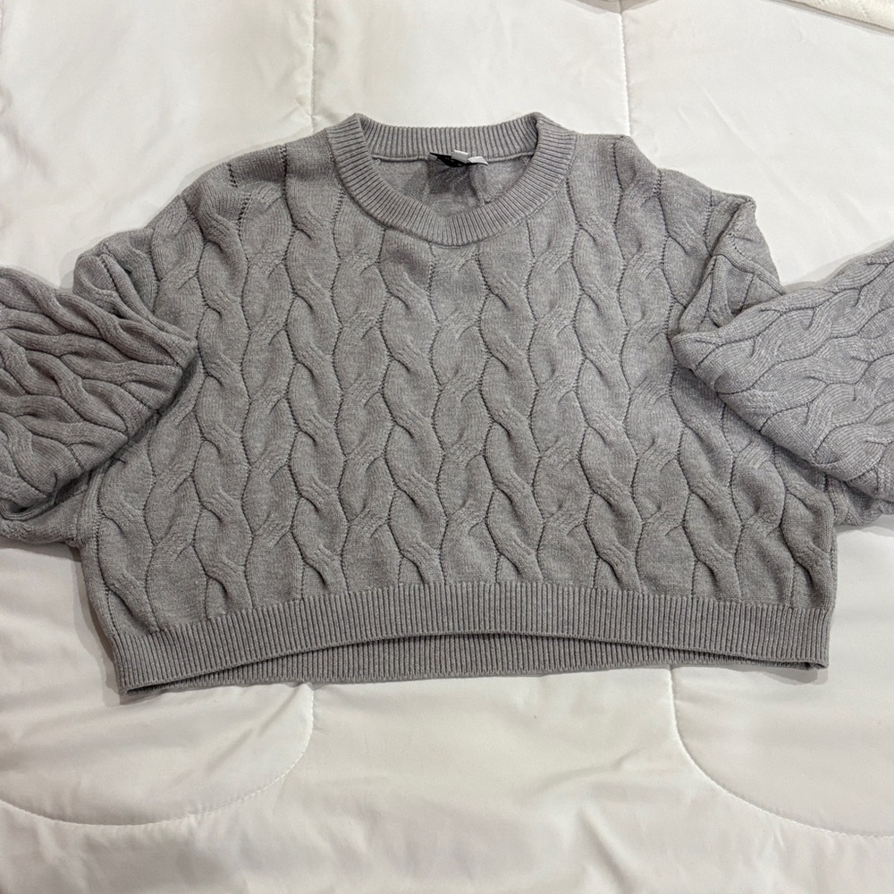 Gray Cable Knit Women's Sweater - Picture 2 of 2